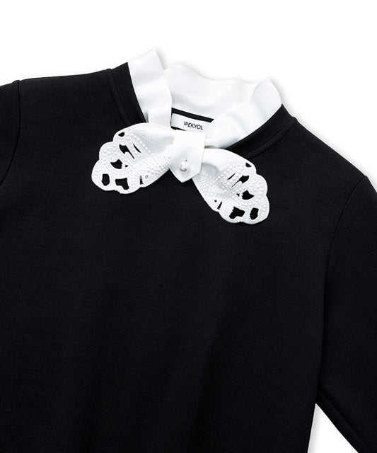 Tie-Neck Sweatshirt