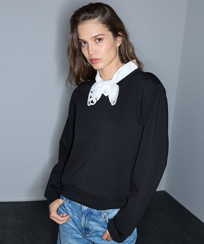 Tie-Neck Sweatshirt