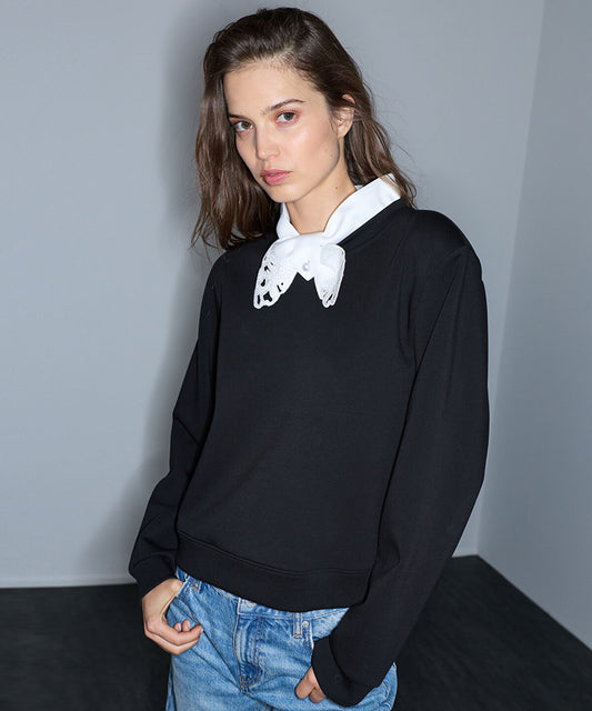 Tie-Neck Sweatshirt