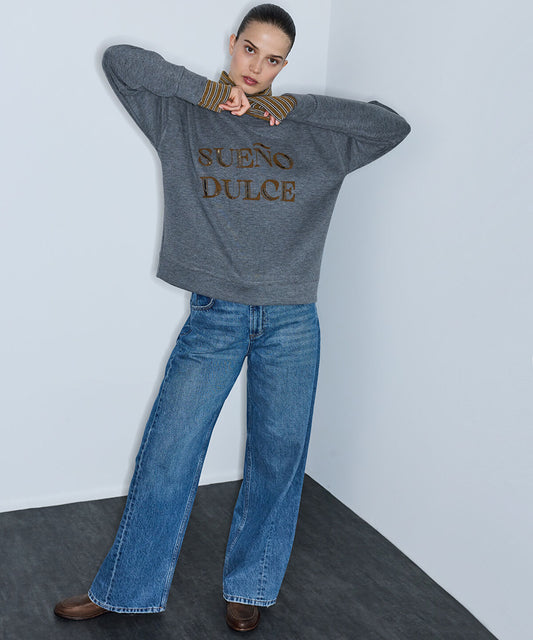 Layered-Effect Embellished Sweatshirt