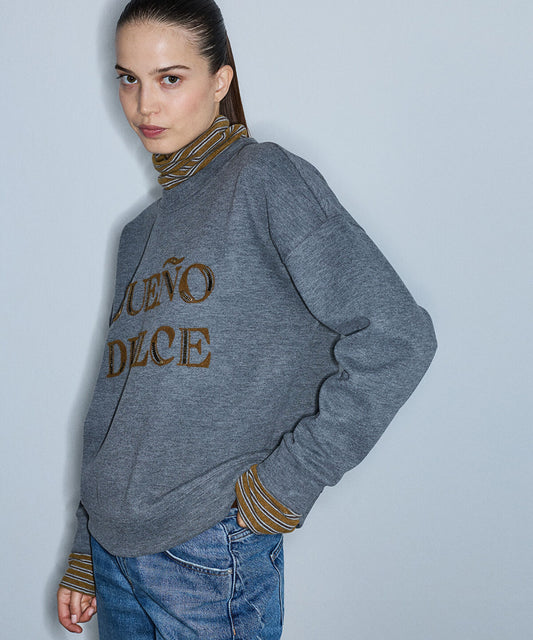 Layered-Effect Embellished Sweatshirt