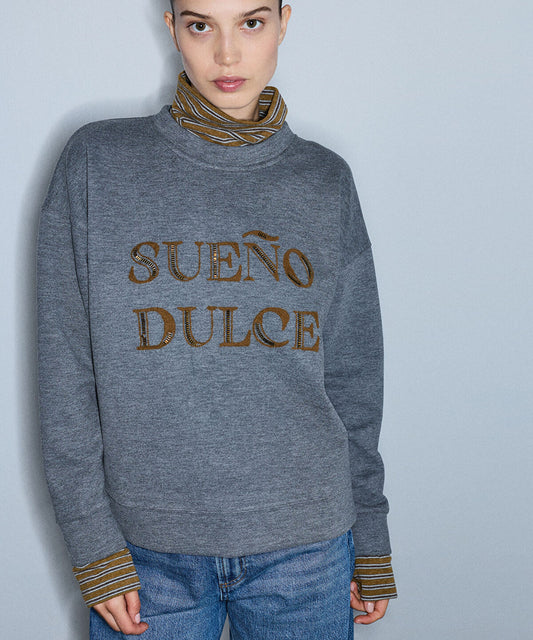 Layered-Effect Embellished Sweatshirt