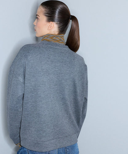Layered-Effect Embellished Sweatshirt