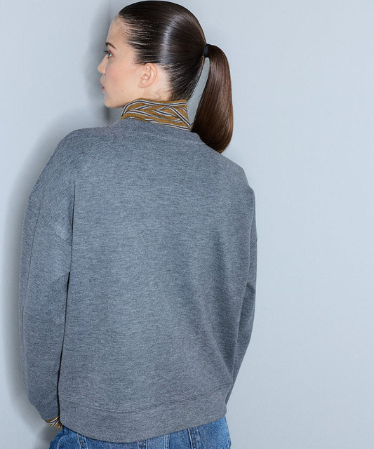 Layered-Effect Embellished Sweatshirt