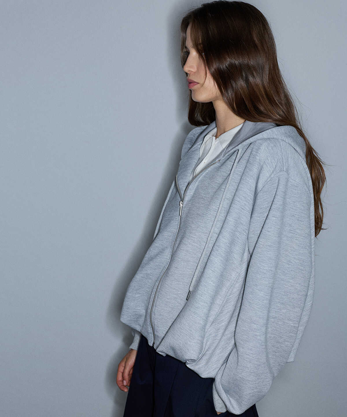 Balloon-Hem Sweatshirt