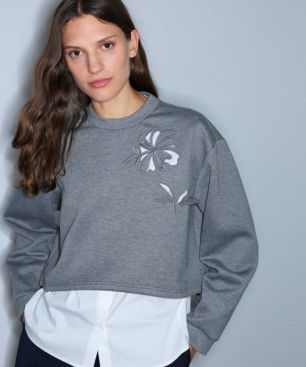 Layered-Effect Cutout Sweatshirt