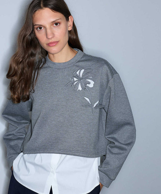Layered-Effect Cutout Sweatshirt