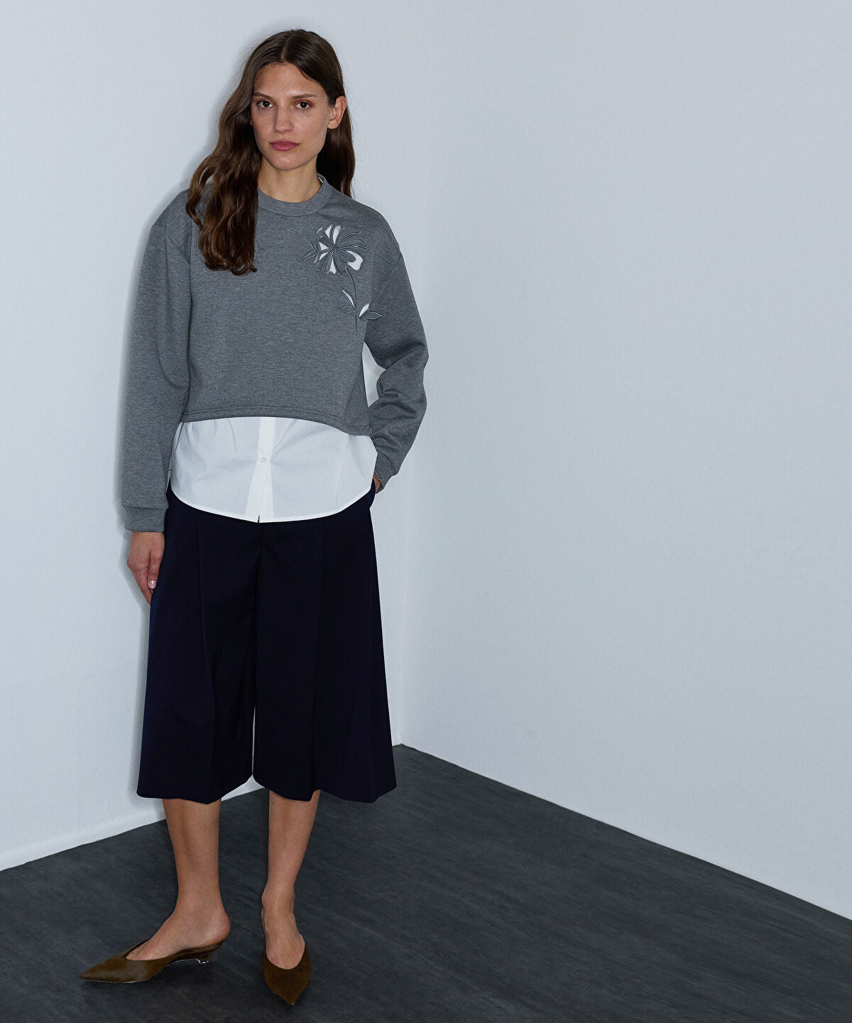 Zoomed Layered-Effect Cutout Sweatshirt