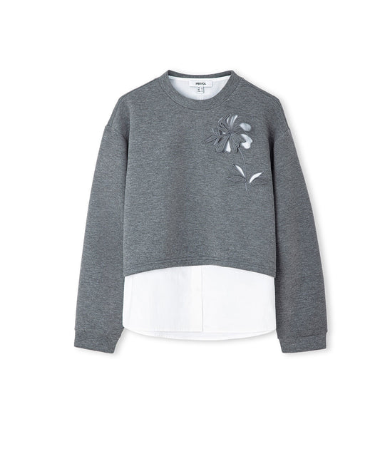 Layered-Effect Cutout Sweatshirt