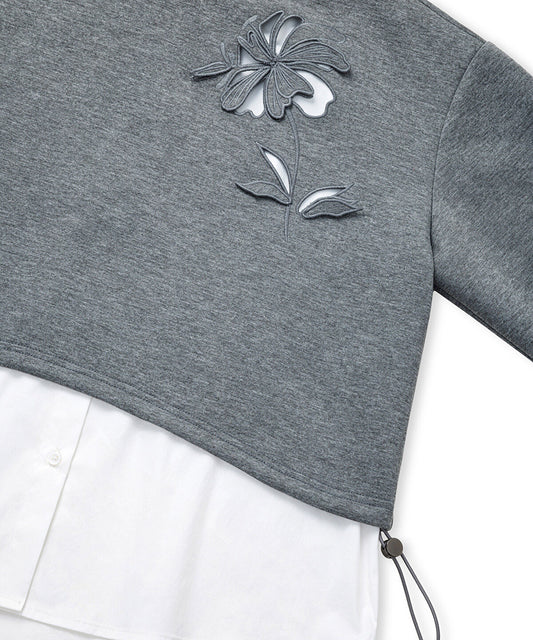 Layered-Effect Cutout Sweatshirt