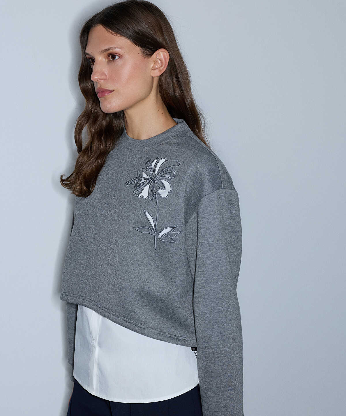 Layered-Effect Cutout Sweatshirt