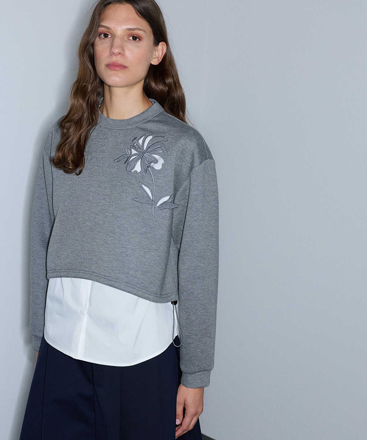 Layered-Effect Cutout Sweatshirt
