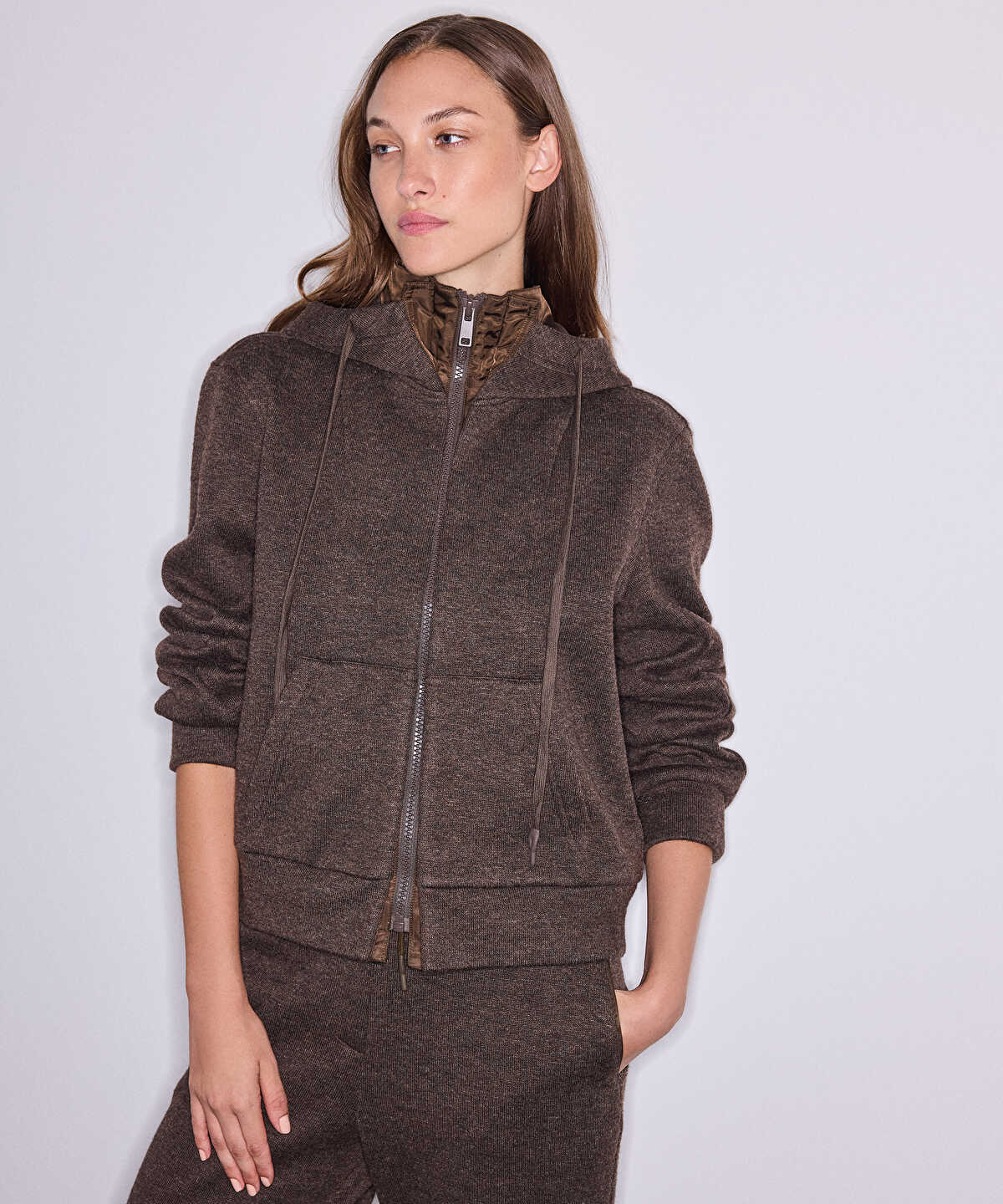 Layered-Effect Knit Sweatshirt