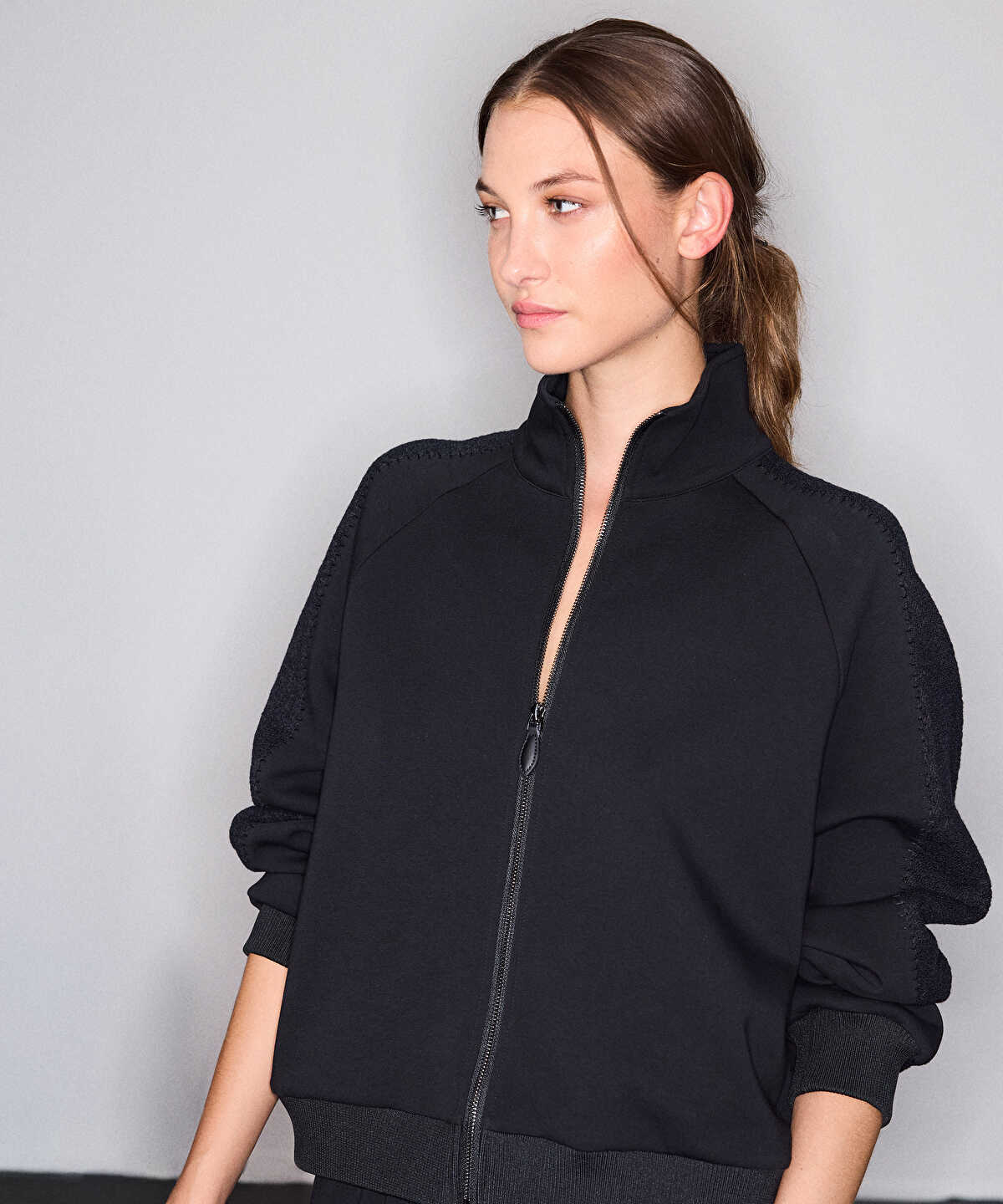 Mixed Media High-Neck Sweatshirt