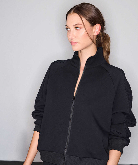 Mixed Media High-Neck Sweatshirt