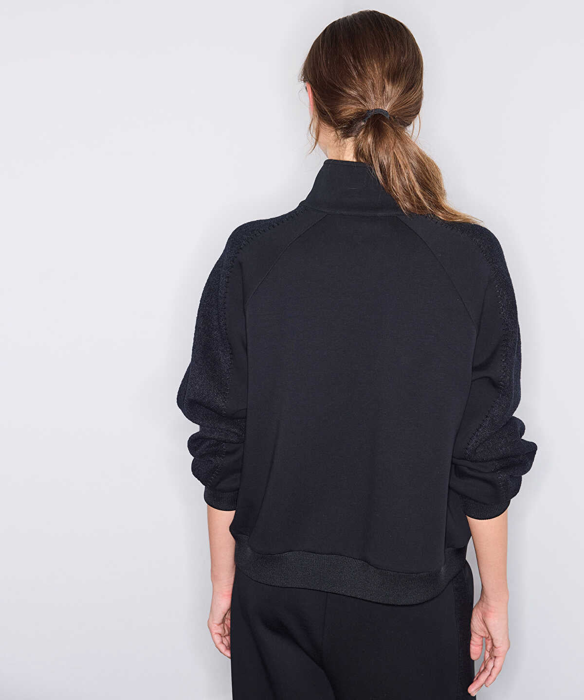 Mixed Media High-Neck Sweatshirt