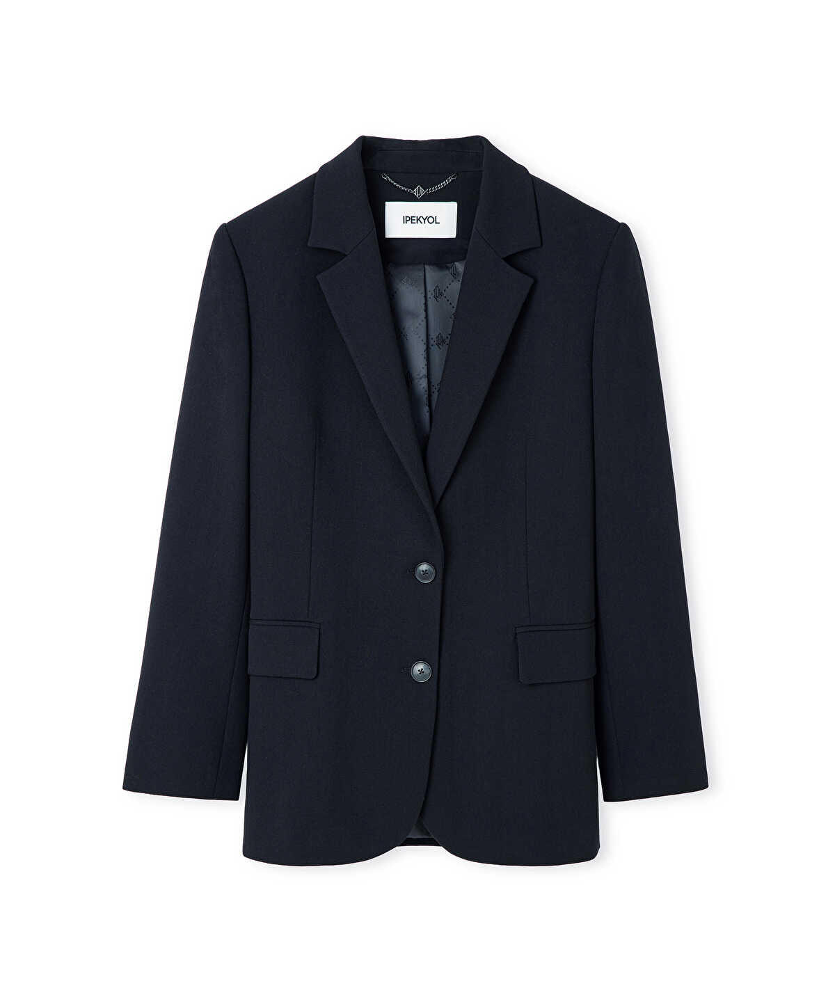 Padded-Shoulder Blazer