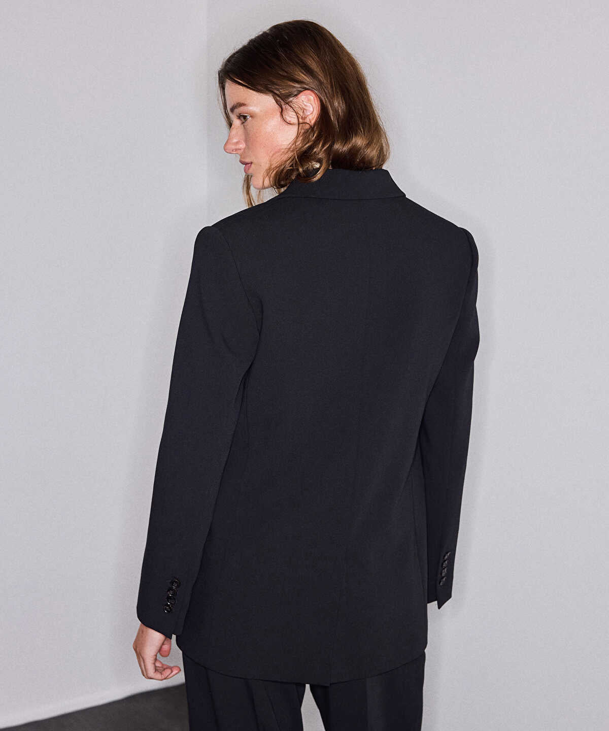 Padded-Shoulder Blazer