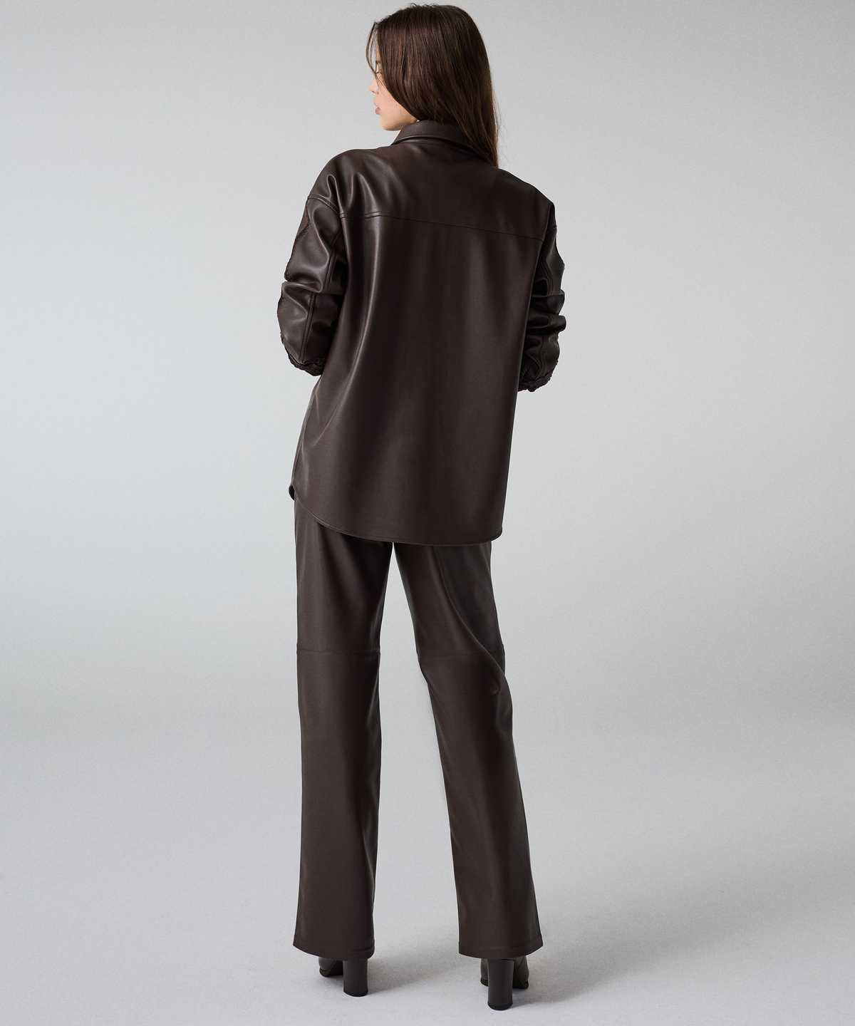 Leather-Effect Overshirt with Applique