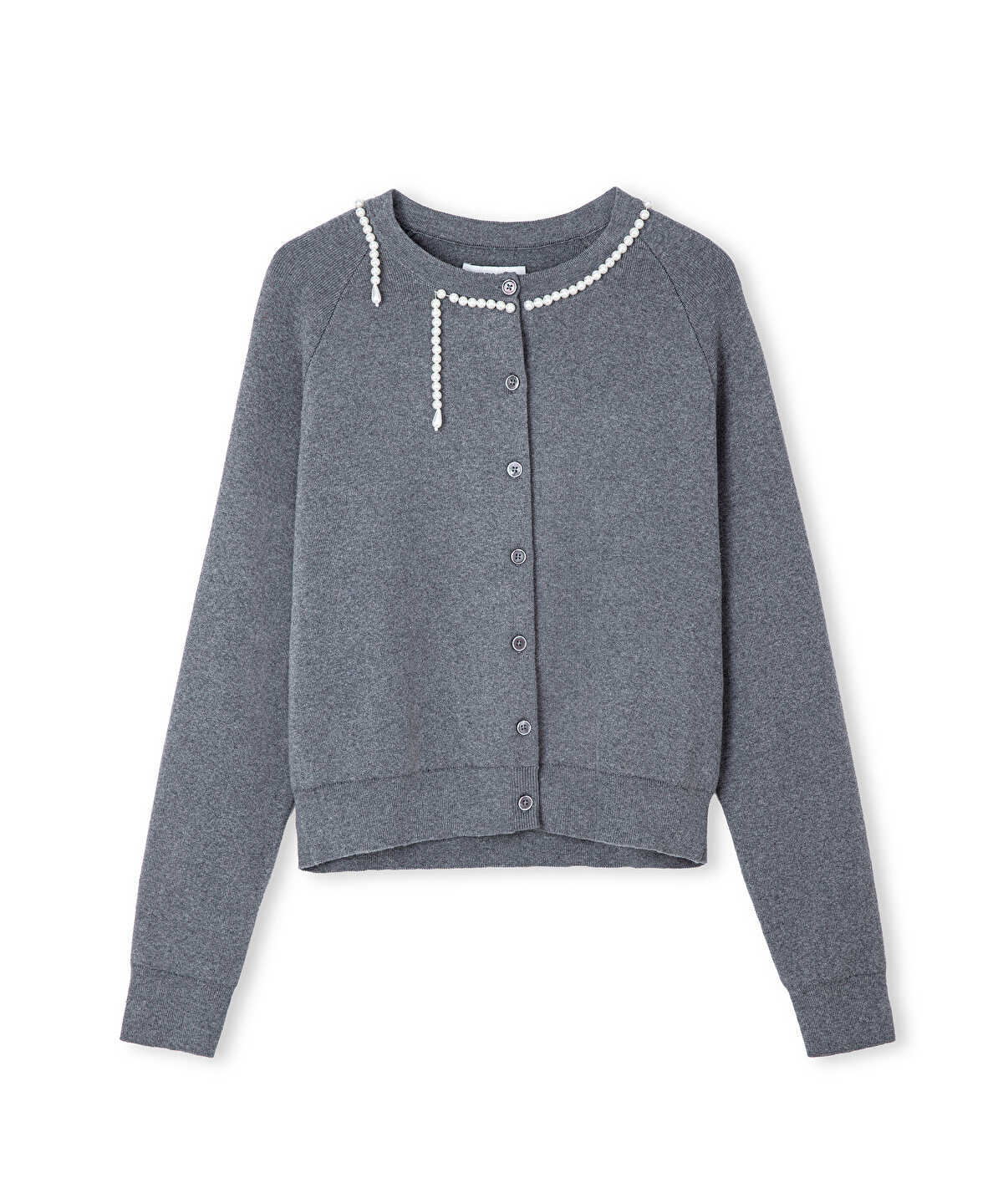 Faux-Pearl Collar Cardigan