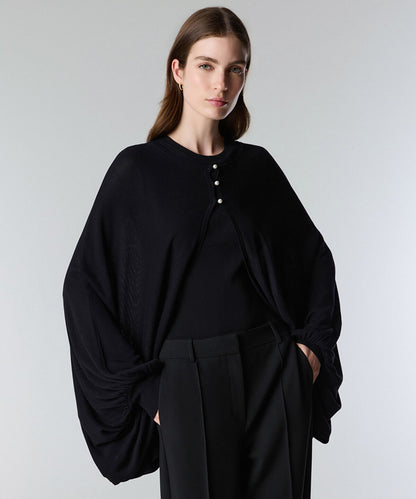 Faux-Pearl Button Knit Cardigan