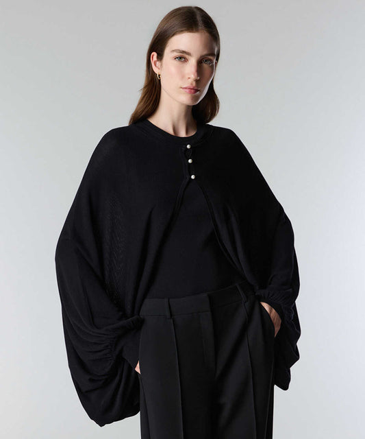 Faux-Pearl Button Knit Cardigan