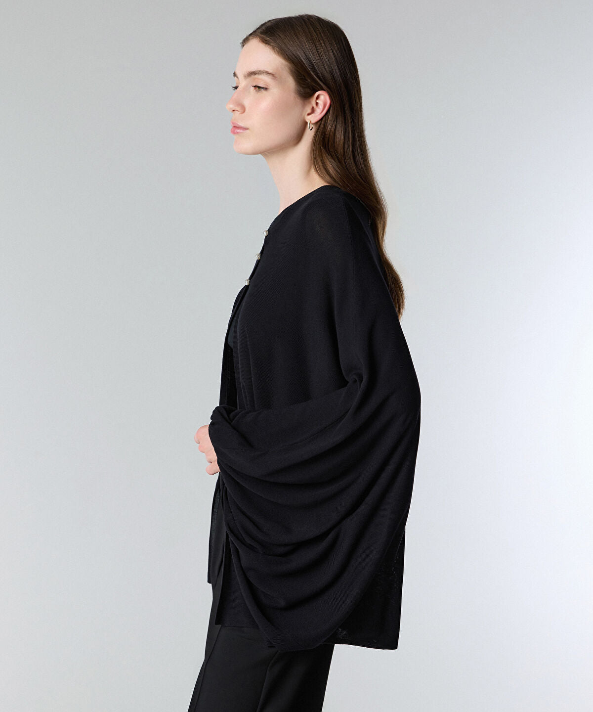 Faux-Pearl Button Knit Cardigan