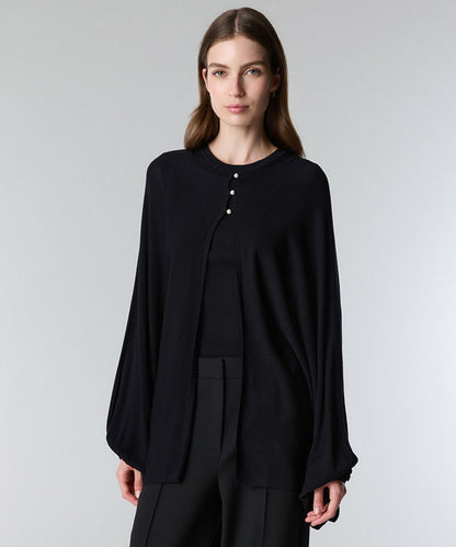 Faux-Pearl Button Knit Cardigan