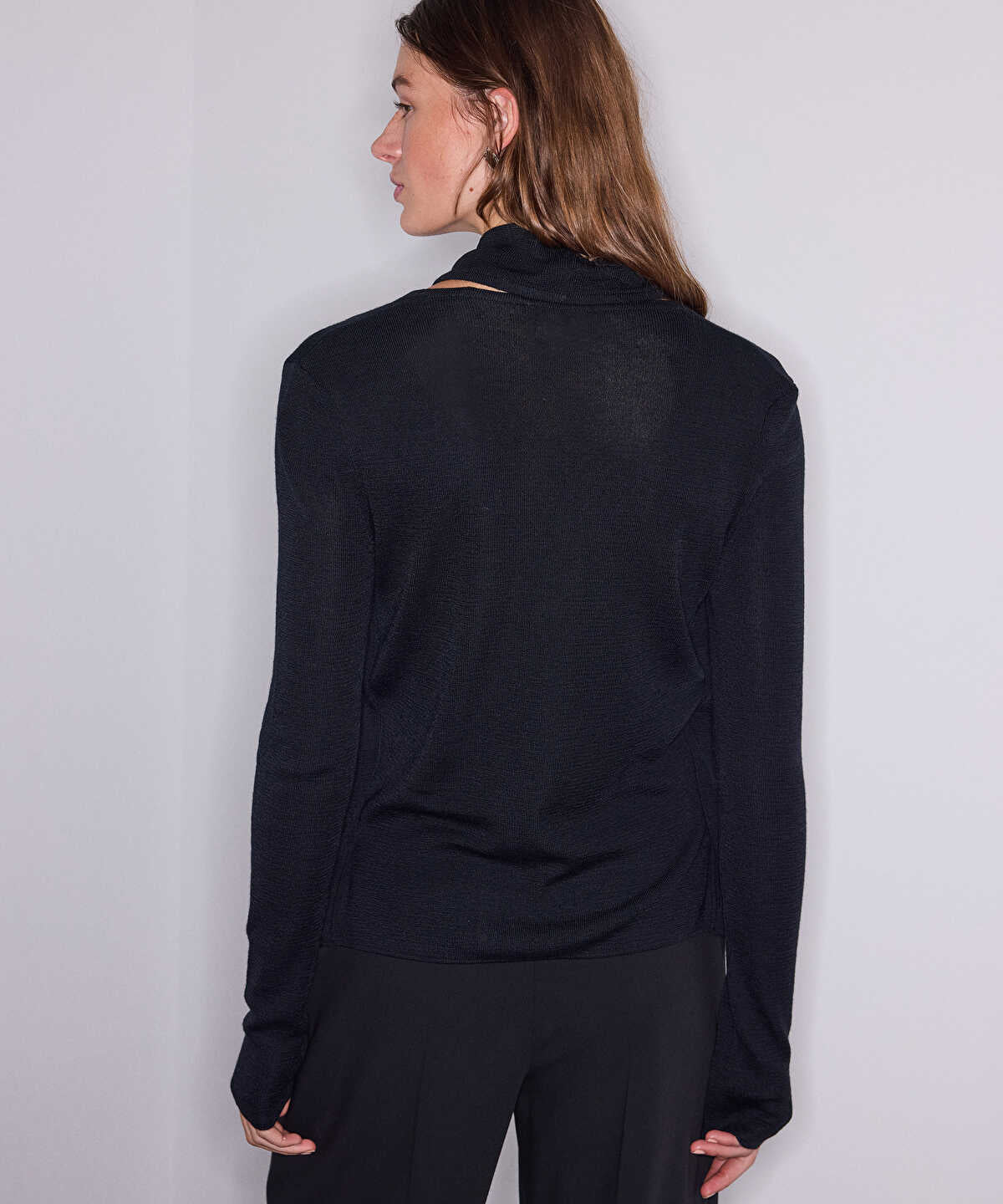 Two-Piece Effect Wool-Blend Cardigan