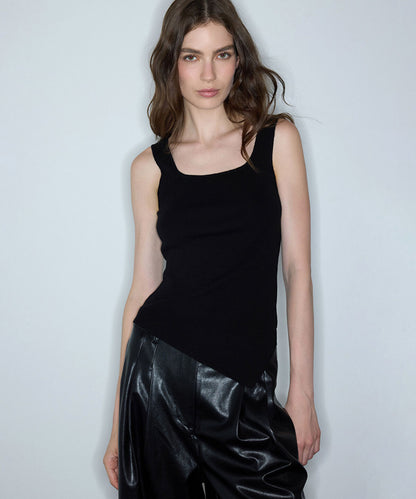 Asymmetric-Hem Knit Top