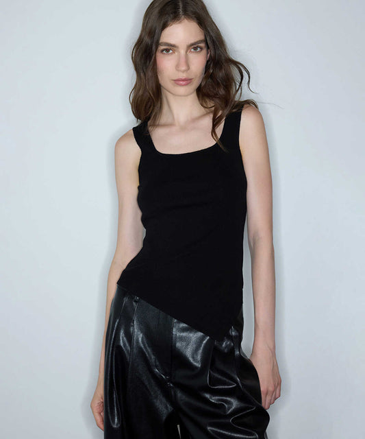 Asymmetric-Hem Knit Top