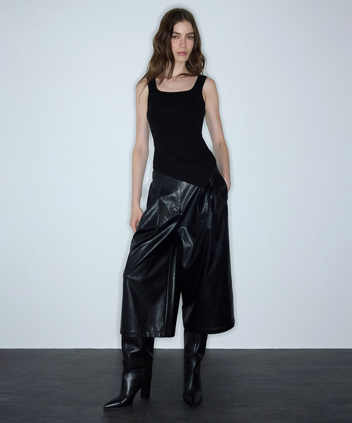 Asymmetric-Hem Knit Top