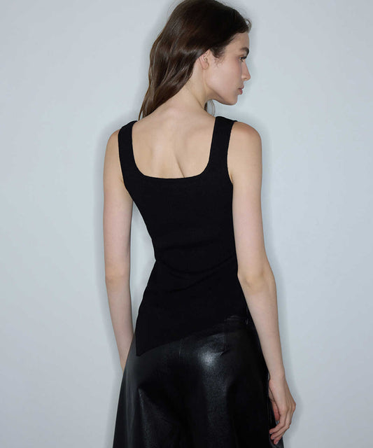 Asymmetric-Hem Knit Top