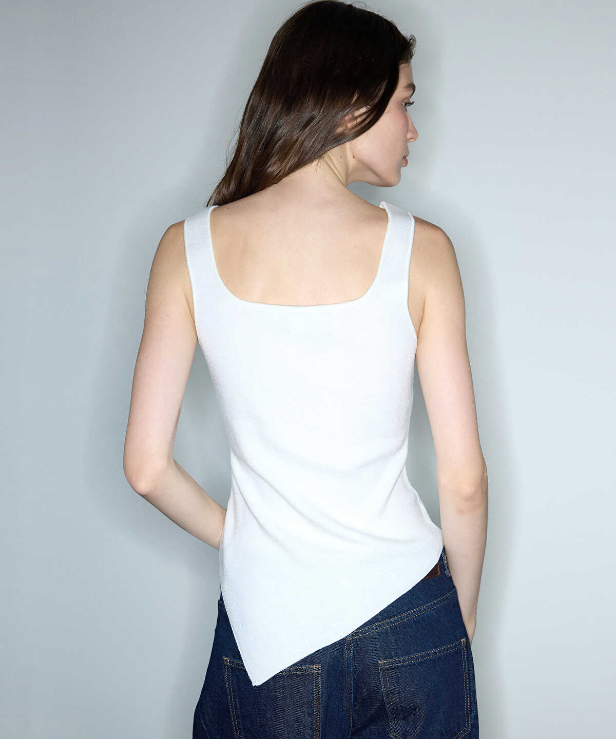Asymmetric-Hem Knit Top